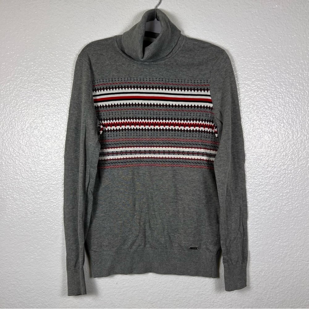 Tommy Hilfiger Gray Striped Women's Turtleneck Sweater‎